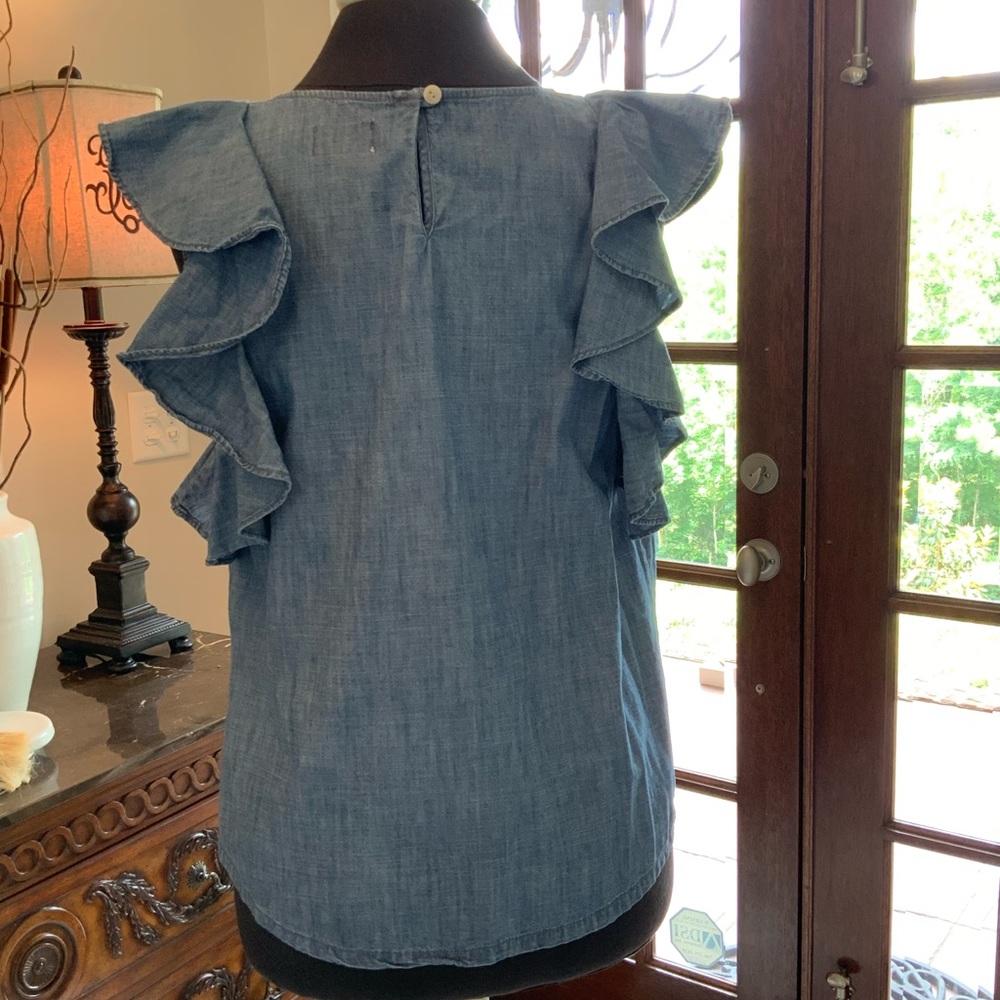 Chambray Flutter Sleeve Top - image 3